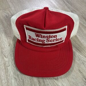 VTG Winston Racing Series Snapback Hat NASCAR White Red Trucker Cap Made in USA